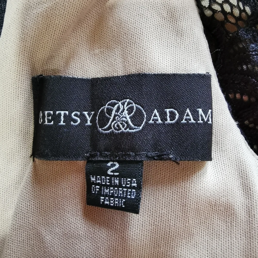 Betsy & Adam Black Lace Fit & Flare Mini Dress Cocktail Size 2 - Picture 8 of 9